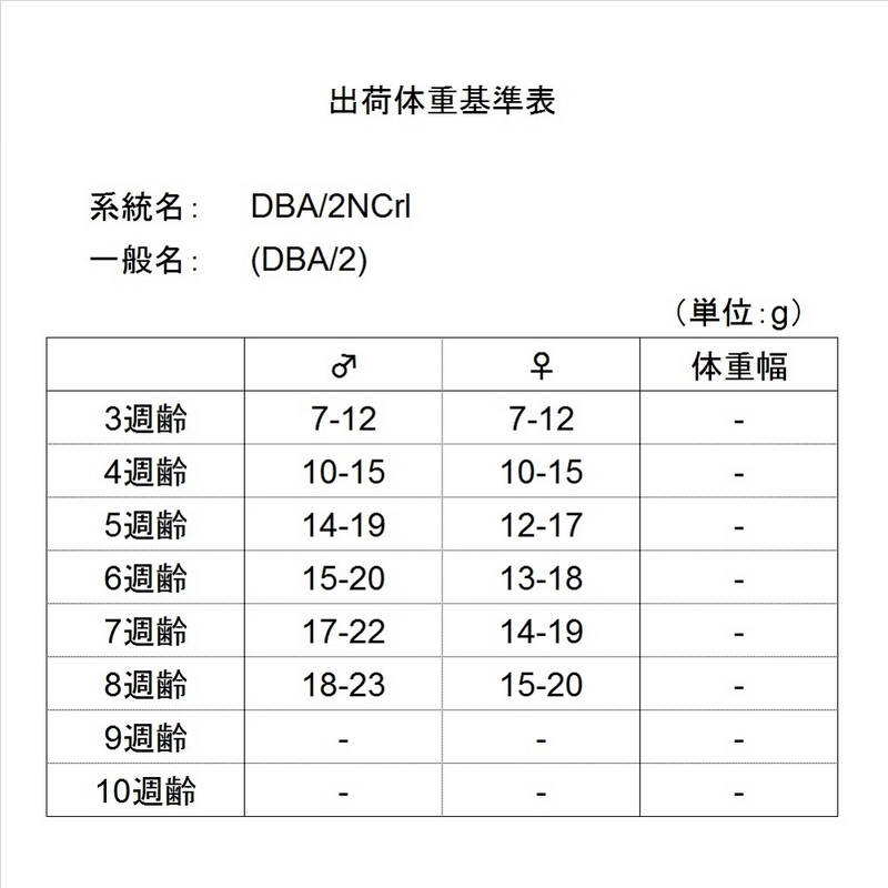 DBA/2オス9W-20W